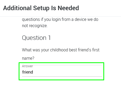 Challenge Answer screen